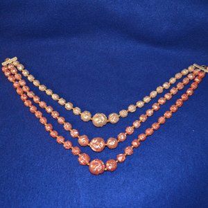 Necklace Adjustable Fastening India Acrylic Beads Three Lines Graduating Length